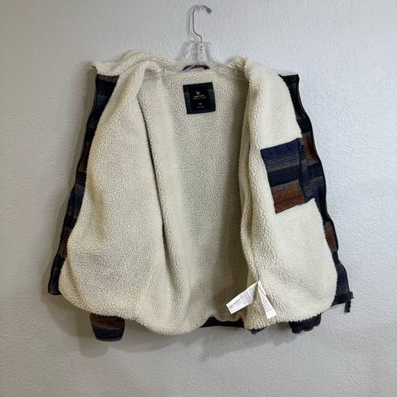 Rip Curl Sherpa Lined Striped Jacket Zip Front Size M - Picture 13 of 15